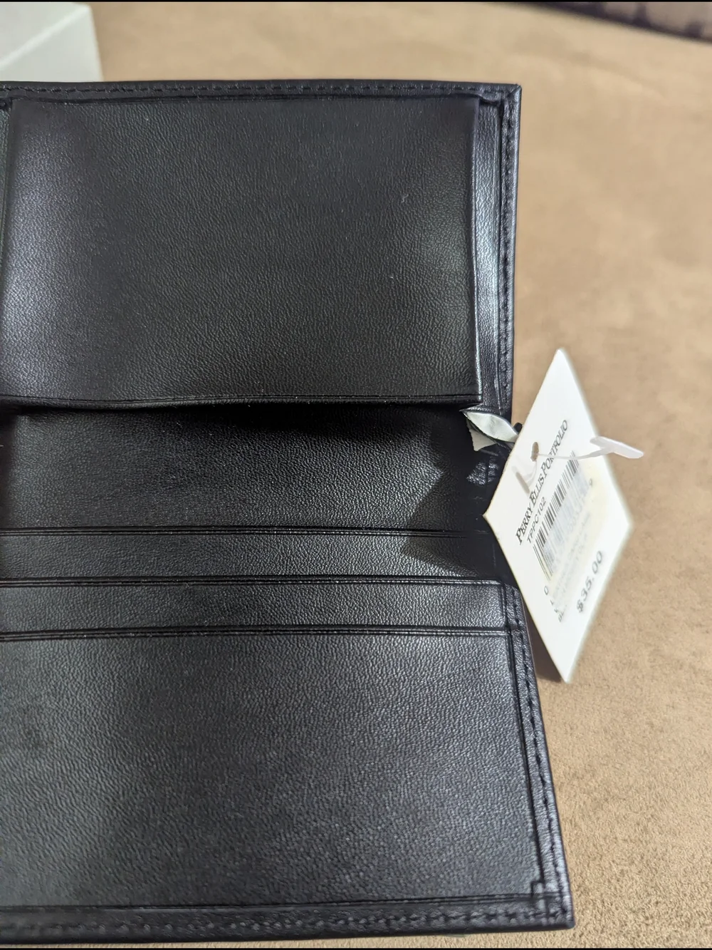 Perry Ellis Portfolio Black Leather Card Case with Money Clip